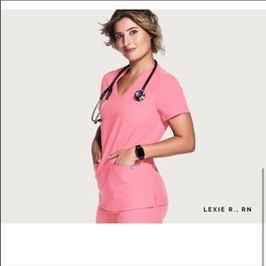 figs neon pink casma top size small NEW